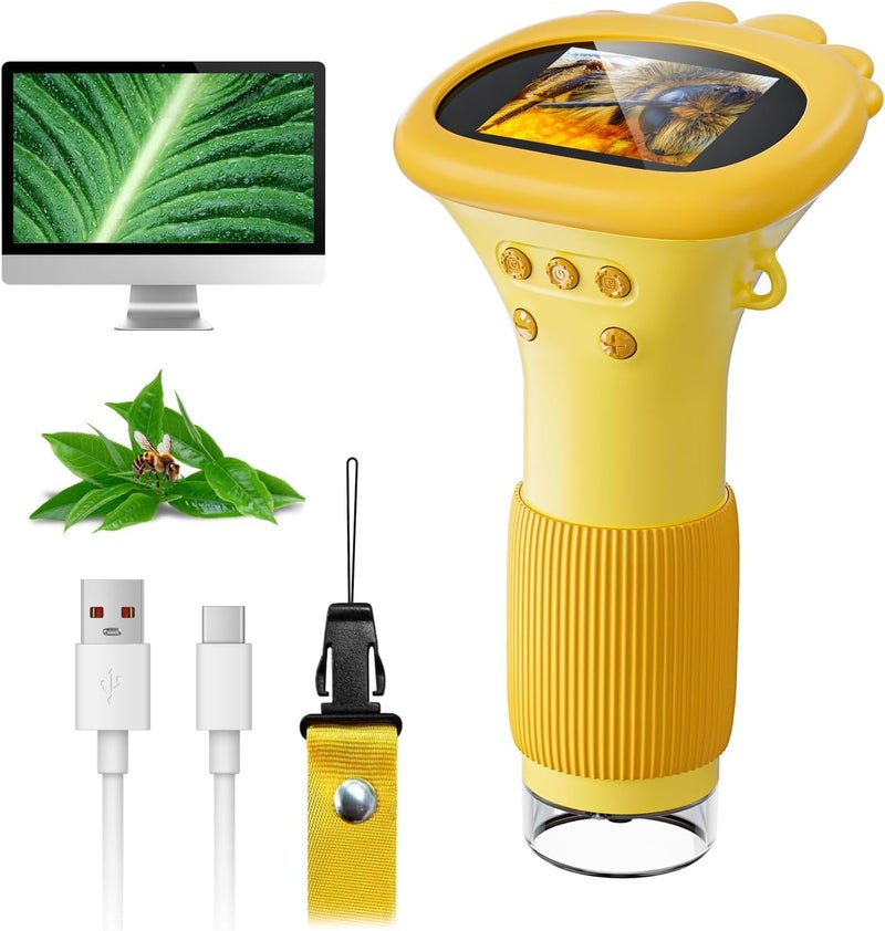 Skybasic Microscope for Kids, 2" IPS Screen 1000X Handheld Digital Microscopes HD Pocket Portable Mini USB Microscope Camera, PC Compatible, Science Edu Fun Birthday Gifts Toys for Children Students - Image 1